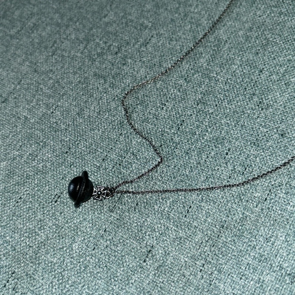 Petite orb brass necklace